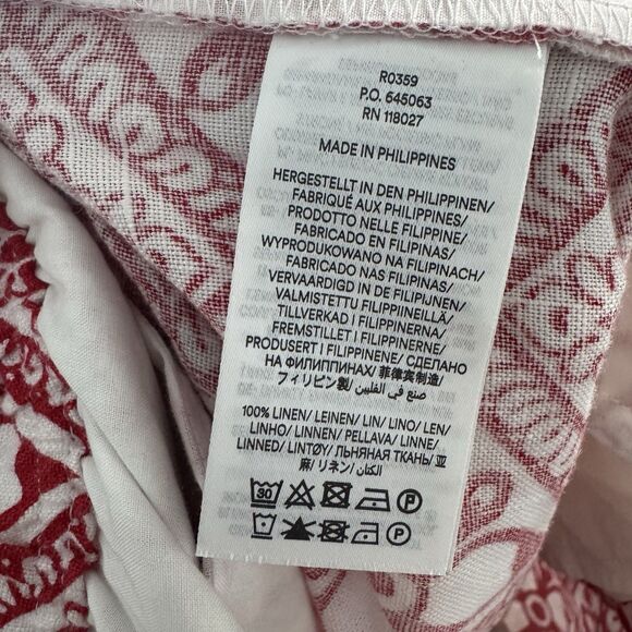 Boden Linen Trouser Pants Sz 6 Red White Floral Vacation Resortwear Preppy - Picture 5 of 7